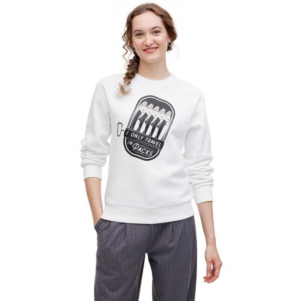 The Cuddle Collab Target Women's White Graphic Sweatshirt Fish Can‎ Print Size M